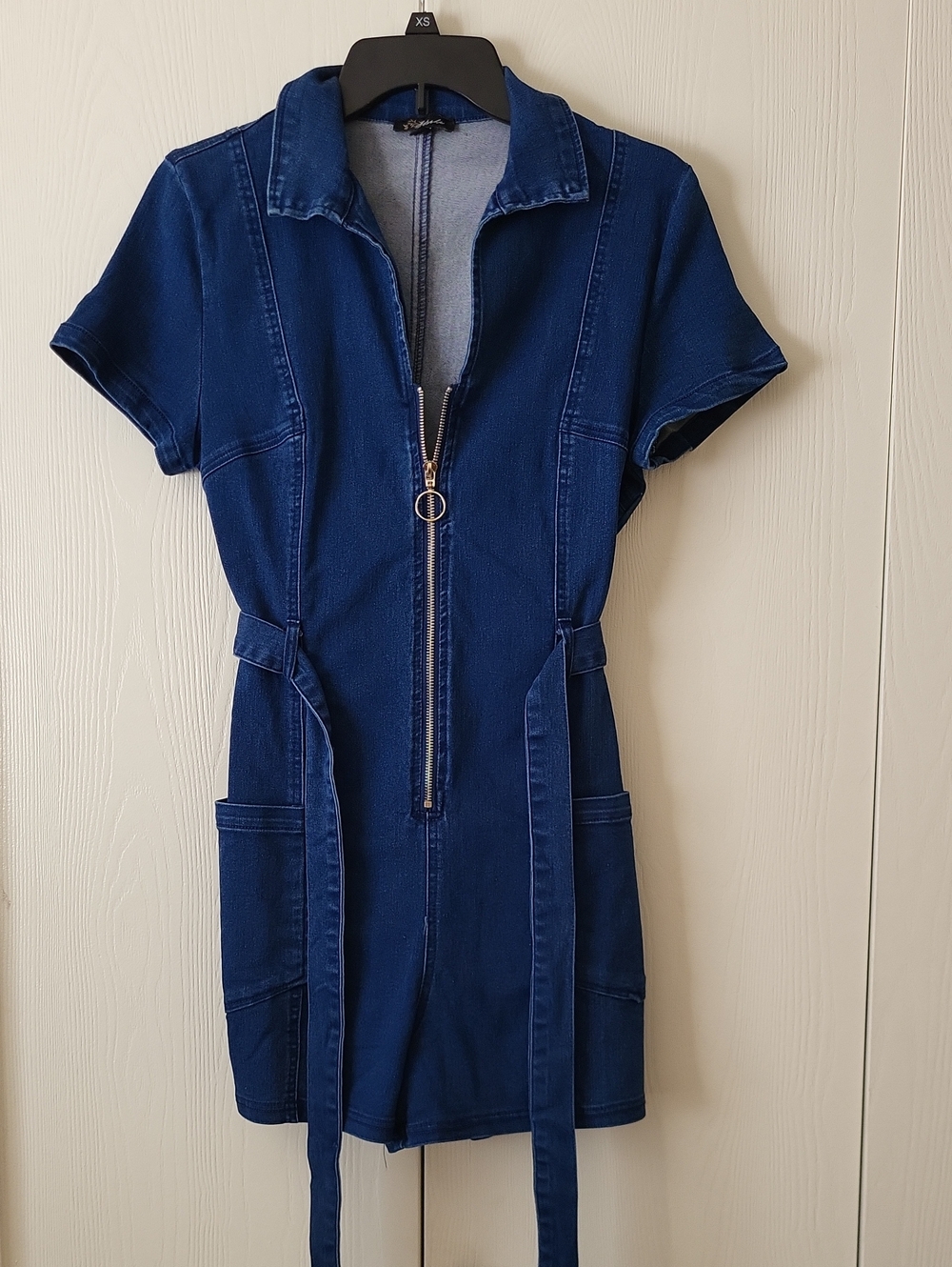 Women's Dark Blue Denim Zip-Front Dress Jeans
